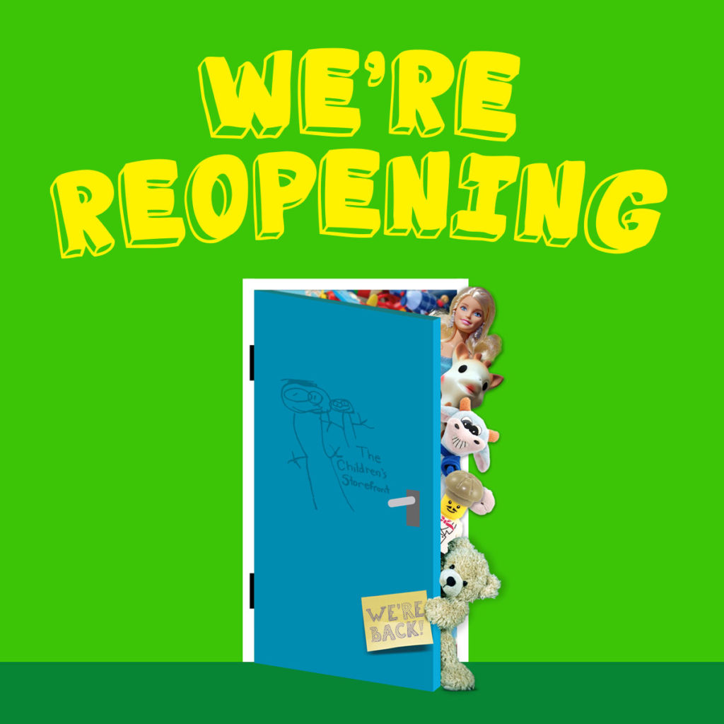 We're Reopening - Door with toys coming through